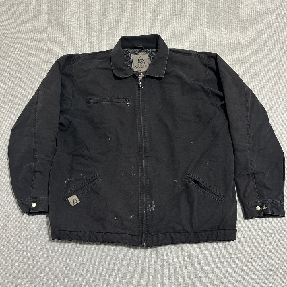 Colorado Clothing Black Canvas Sherpa Lined Work Jacket Coat Distressed Mens XL